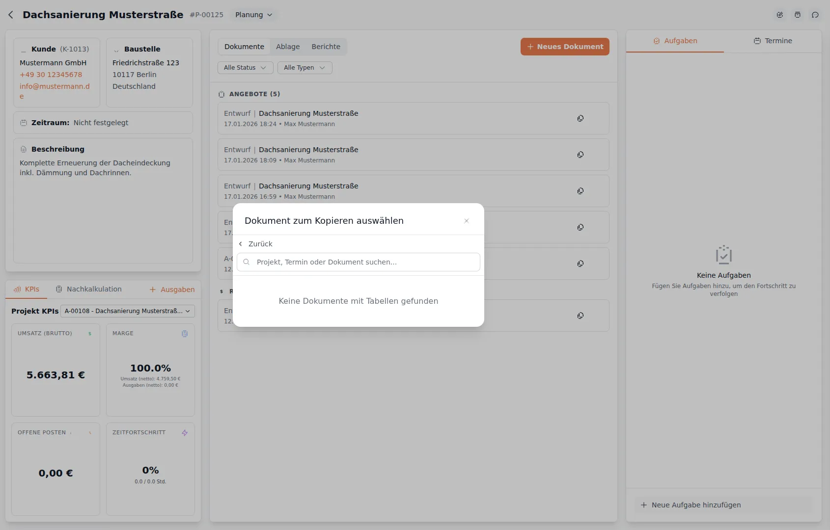 Position-Auswahl Modal - Übersicht