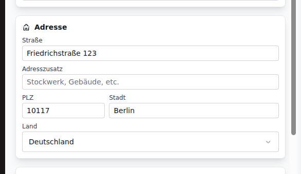 Automatisch ausgefüllte Adresse